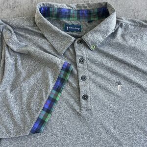 William Murray Golf Heritage Men’s Polo Size Xl Color Gray With Tartan Plaid